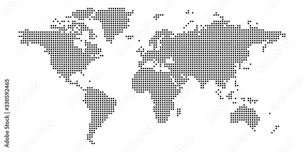 Fototapeta World map of squares. Simple flat vector illustration