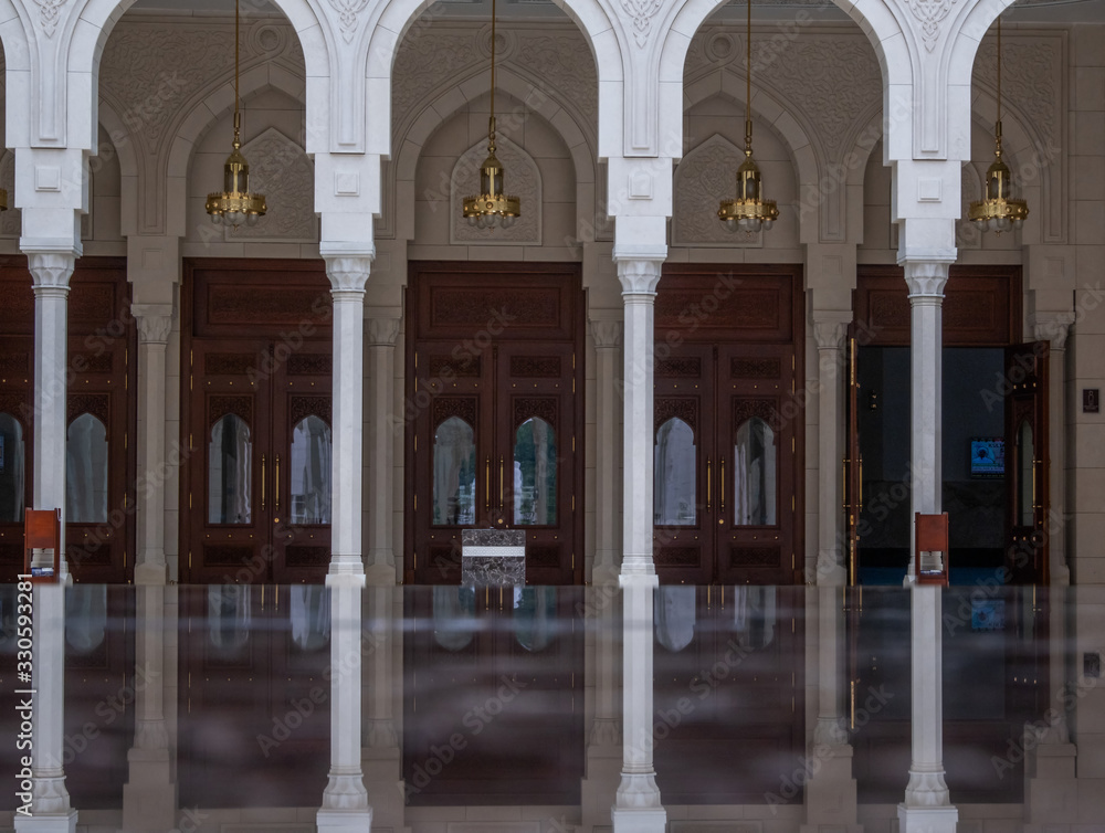 Exterior view of the Sri Sendayan Mosque in Seremban, Negeri Sembilan, Malaysia