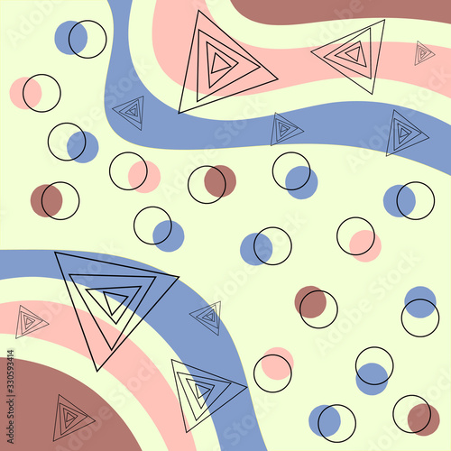 Color splash abstract cartoon background or playground banner design element. Vector overlay of colorful spotted geometric pattern, lines and dots.