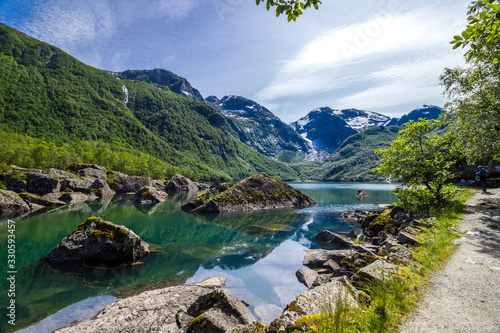 Obraz na płótnie Bondhus mountain lake in Norway w salonie