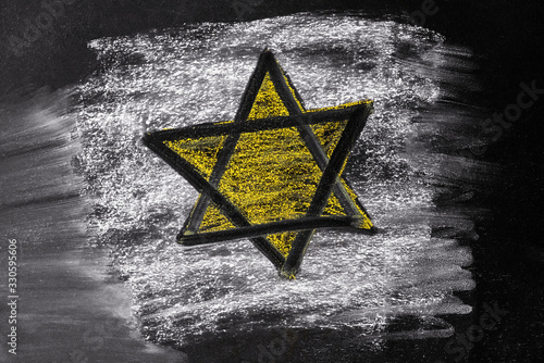 Canvas Print Drawing the Star of David symbol on chalkboard