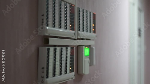 Alarm panel in the building corridor