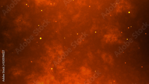 Epic fire animation with flying sparks. Dramatic background