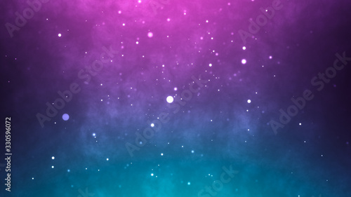 Neon particles background. Blue pink abstract glowing space