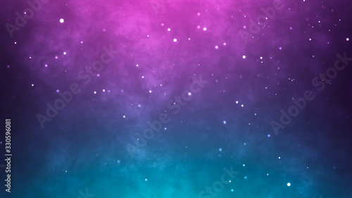 Neon particles background. Blue pink abstract glowing space