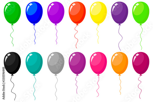 Balloon set. Vector illustration of shiny colorful glossy balloons.