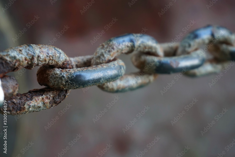 Close up of Steel chain, Rusty chains. Selective focus Close up of Steel chain, Rusty chains. Selective focus