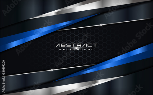 Modern futuristic background vector on layer blue with dark navy and shadow black space with abstract style design.