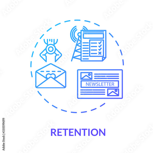 Retention concept icon. Customer loyalty and trust, brand credibility idea thin line illustration. Audience attraction strategies. Vector isolated outline RGB color drawing