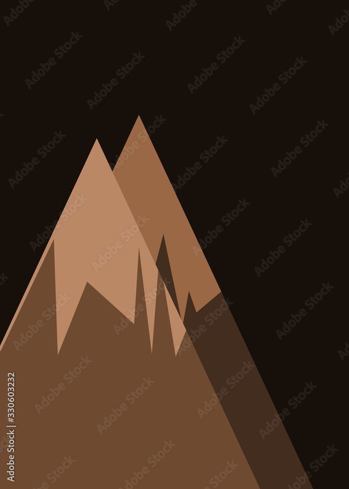 Fototapeta premium Moon and Mountains Panorame Generative Art background illustration