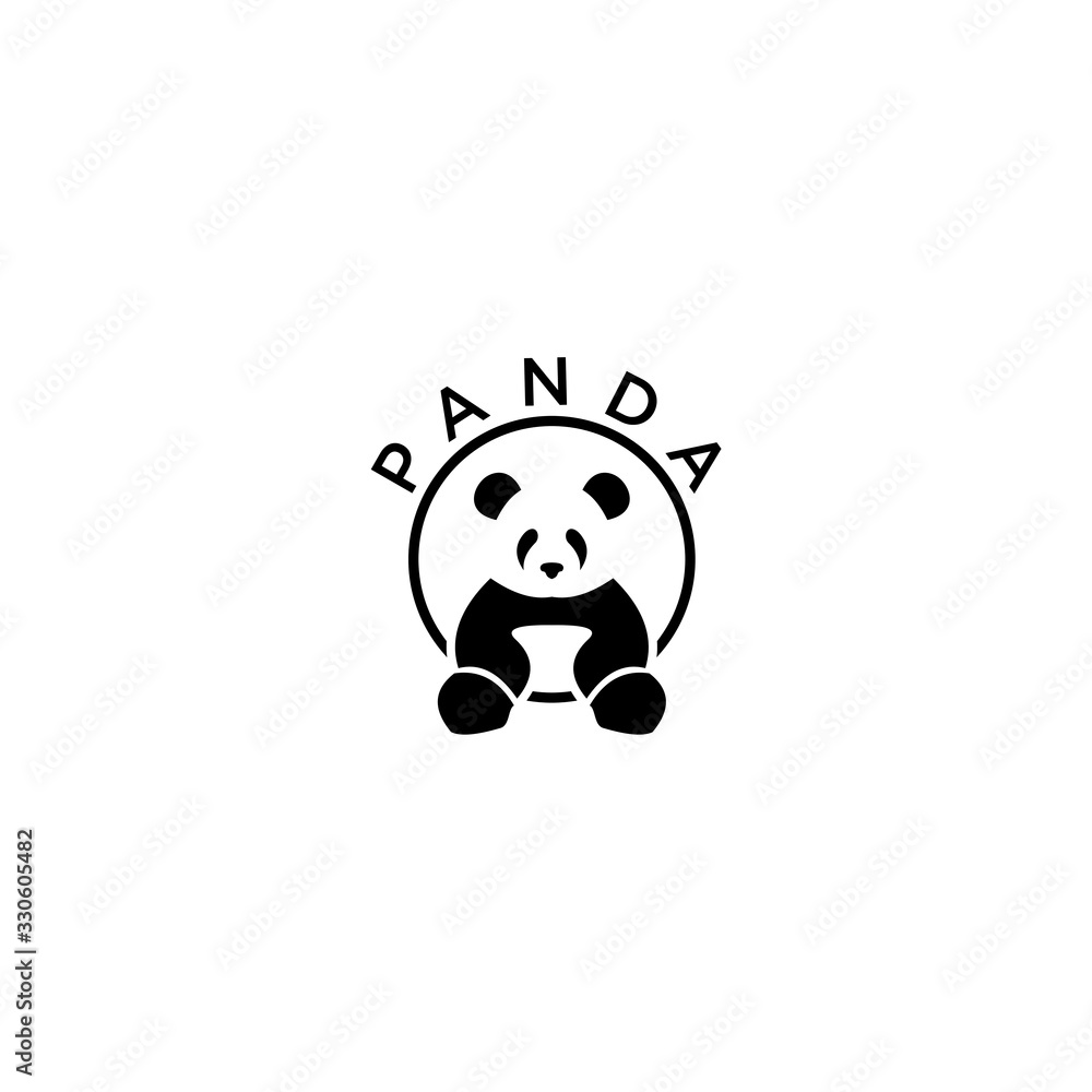 panda monogram logo design negative space vector panda monogram logo design negative space vector