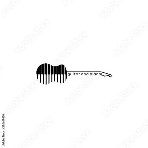 guitar and piano logo design vector