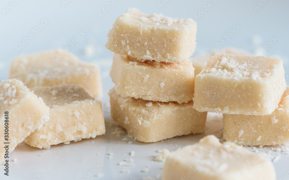 Vegan raw dessert made of coconut Vegan raw dessert made of coconut