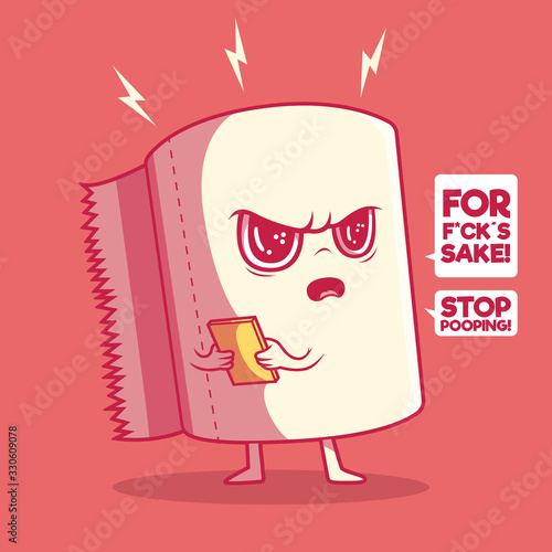 Toilet paper roll character vector illustration. Bathroom, clean, hygiene design concept