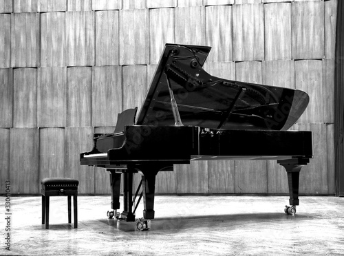 Grand piano set on stage