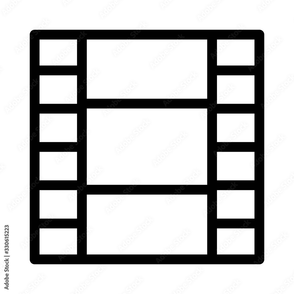 Film reel icon. Camera reel. Cinema, movie, multimedia signs. Concept of filmmaking, documentary, photography, cinematography.