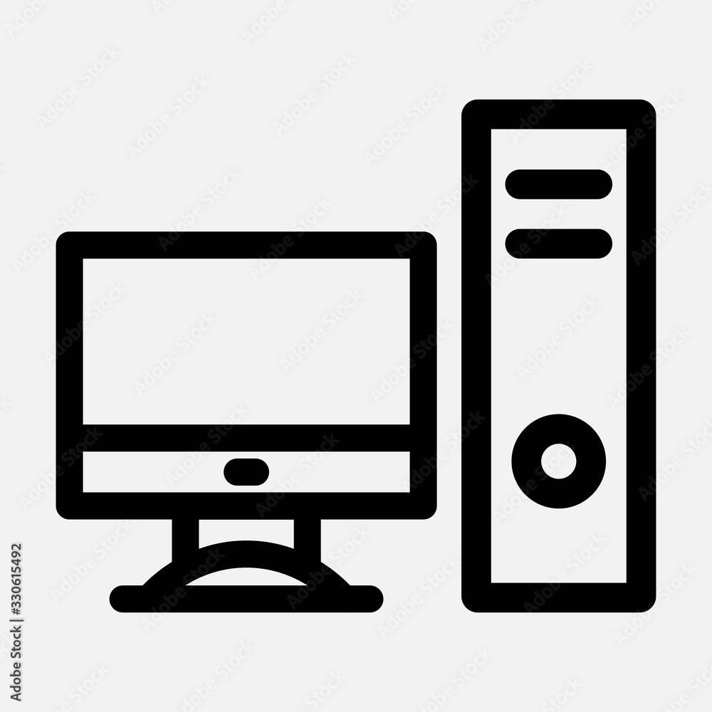 Desktop computer icon. PC symbol. Desktop computer icon. PC symbol.