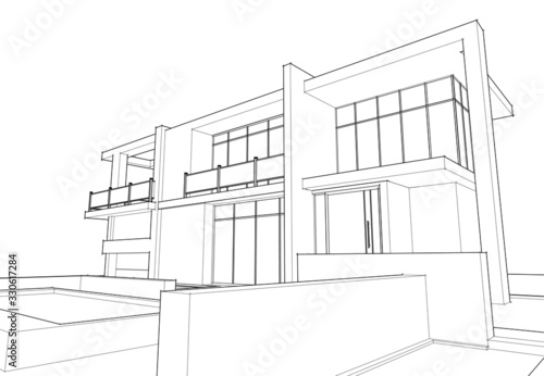 house building sketch architecture 3d illustration