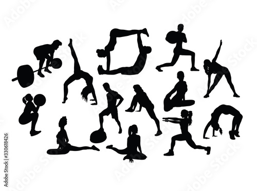 Yoga Sport Activity Silhouettes, art vector design