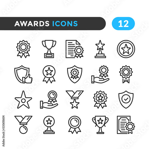 Awards line icons. Outline symbols collection. Premium quality. Pixel perfect. Vector thin line icons set