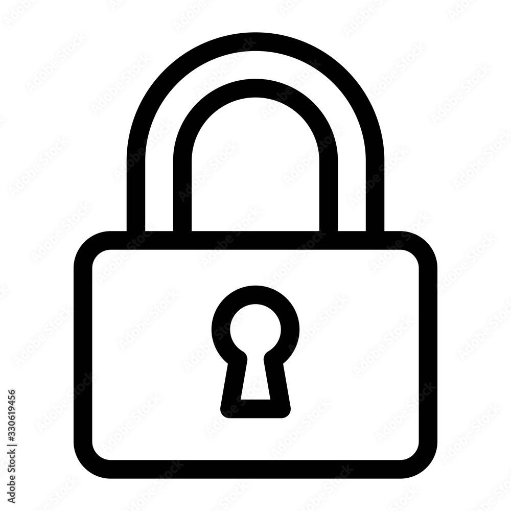 Locked symbol on white background. Padlock sign. Cybersecurity concept. Internet, website password safety illustration. Locked symbol on white background. Padlock sign. Cybersecurity concept. Internet, website password safety illustration.