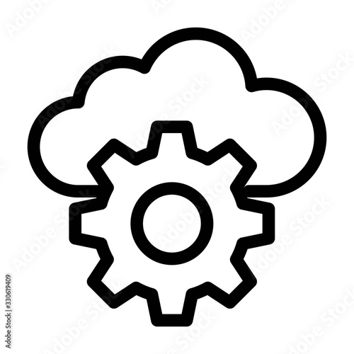 Cloud computing with gears symbol icon. Cloud settings icon.