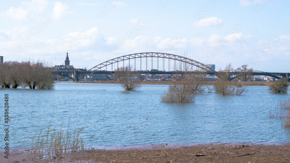 Fototapeta premium Trees in flooded water in waal