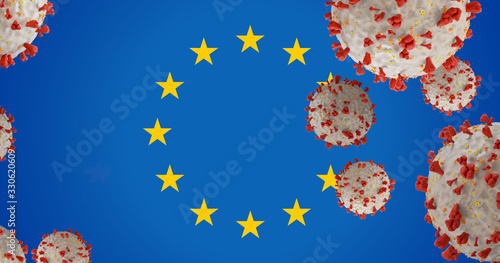 flag of Europe virus cell s...