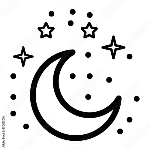 Naklejka Moon and stars on the sky icon illustration. Night sign.