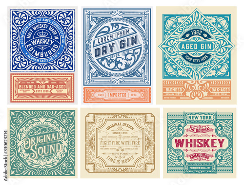 Mega set of 6 vintage labels. Vector layered