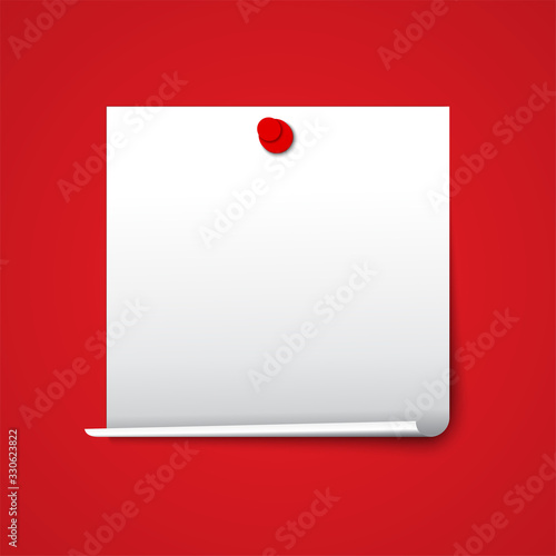 White Blank Paper Note on Red Background