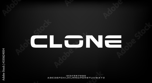 Clone, an abstract technology science alphabet font. digital space typography vector illustration design