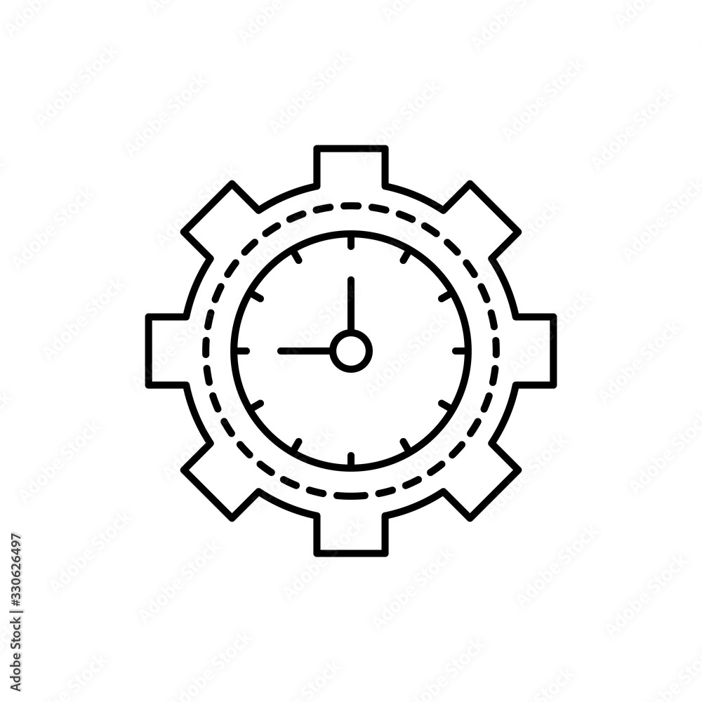Clock, gear icon. Simple line, outline vector elements of time management for ui and ux, website or mobile application Clock, gear icon. Simple line, outline vector elements of time management for ui and ux, website or mobile application