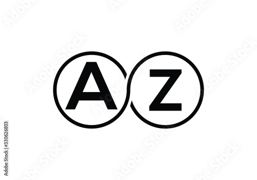 Linked Circles Featuring Letters A and Z Representing Alphabetical Order and Completeness Symbolically with Minimalist Design