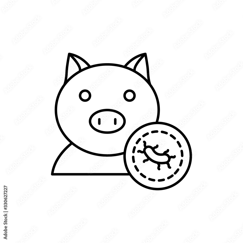Virus, pig icon. Simple line, outline vector elements of epidemic for ui and ux, website or mobile application Virus, pig icon. Simple line, outline vector elements of epidemic for ui and ux, website or mobile application