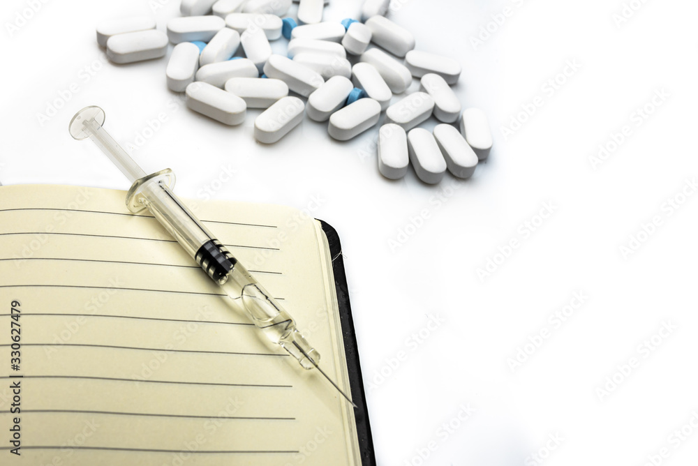 Various medicines on white background. New Coronavirus 2019-nCoV, MERS-Cov Various medicines on white background. New Coronavirus 2019-nCoV, MERS-Cov
