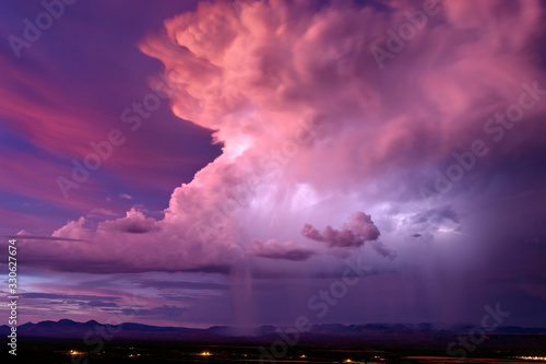 Photography Dramatic sky with thunderstorm cumulonimbus clouds at sunset