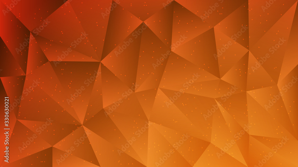 Polygon abstract shapes dots orange dark gradient vector background