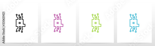  Digital Circuit Lines On Letter Logo Design Q