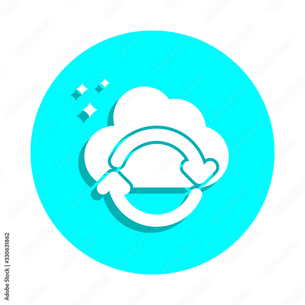 Online marketing, cloud sync badge icon. Simple thin line, outline vector of online marketing icons for ui and ux, website or mobile application Online marketing, cloud sync badge icon. Simple thin line, outline vector of online marketing icons for ui and ux, website or mobile application