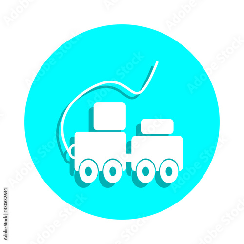 Toy train with blocks badge icon. Simple glyph, flat vector of toys icons for ui and ux, website or mobile application photo
