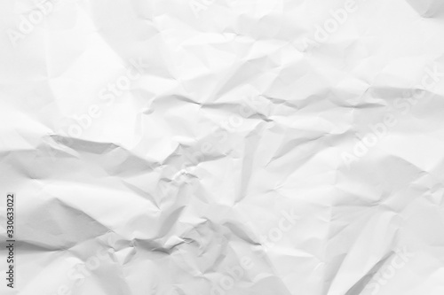 White crumpled paper texture background. Clean white paper. Top view. 