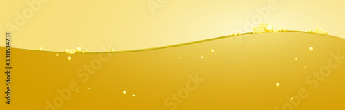 Golden liquid splash on gold background, Nature header or web banner concept, vector illustration.
