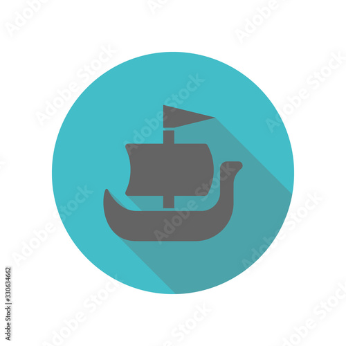 Shallop, ship, viking long shadow icon. Simple glyph, flat vector of transport icons for ui and ux, website or mobile application