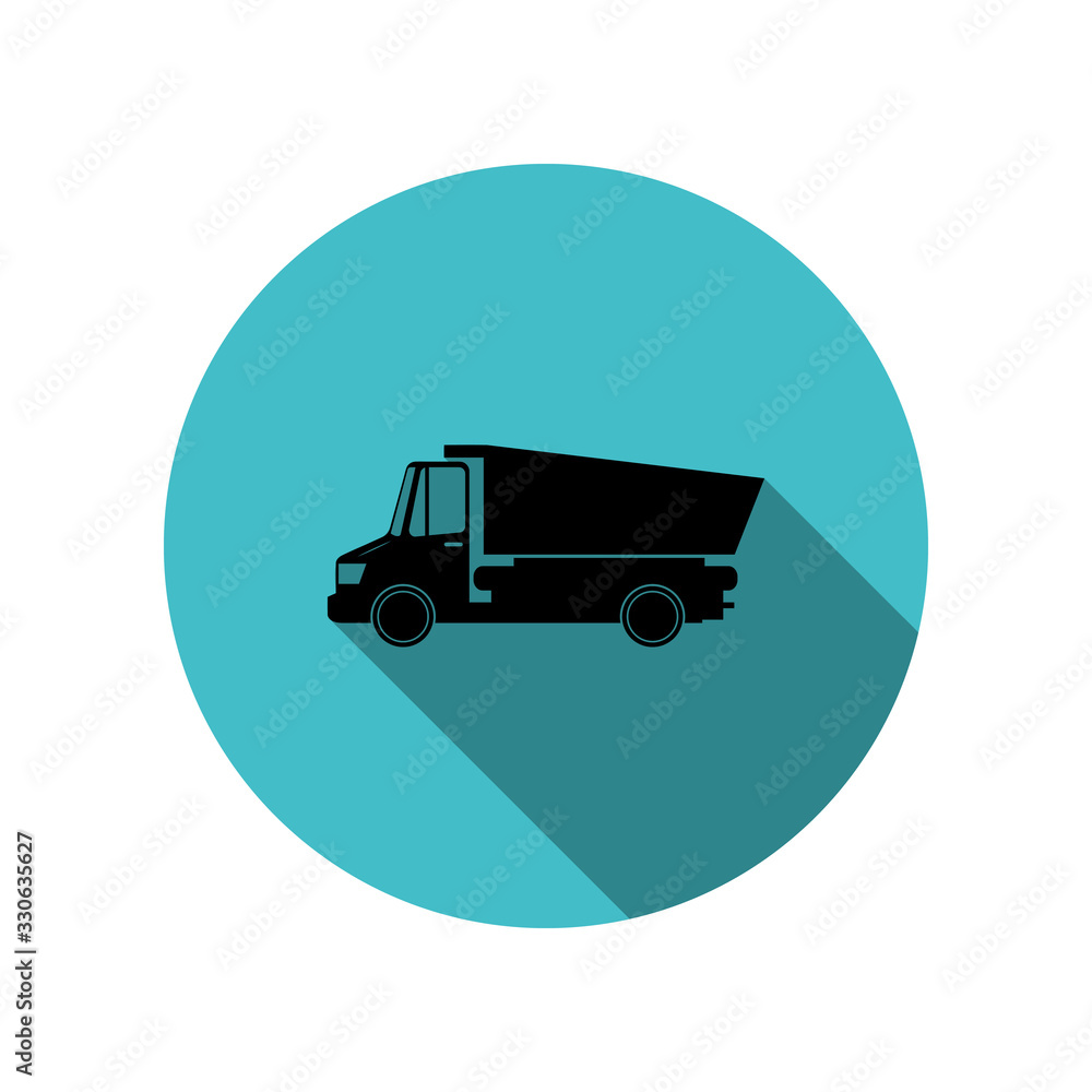 Dump truck long shadow icon. Simple glyph, flat vector of transport icons for ui and ux, website or mobile application Dump truck long shadow icon. Simple glyph, flat vector of transport icons for ui and ux, website or mobile application