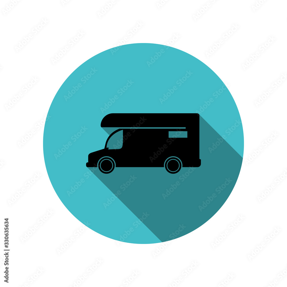 Caravan long shadow icon. Simple glyph, flat vector of transport icons for ui and ux, website or mobile application Caravan long shadow icon. Simple glyph, flat vector of transport icons for ui and ux, website or mobile application