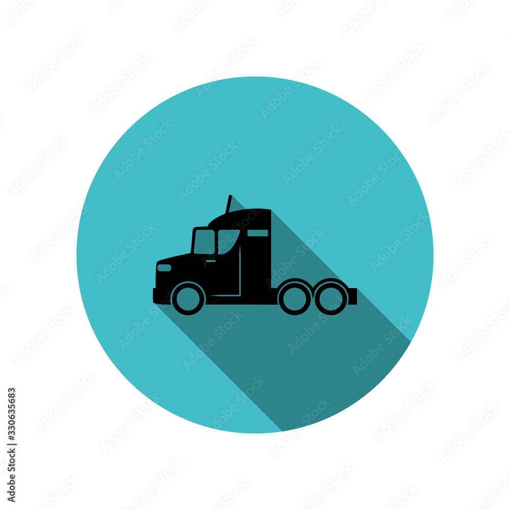 Truck without a trailer long shadow icon. Simple glyph, flat vector of transport icons for ui and ux, website or mobile application Truck without a trailer long shadow icon. Simple glyph, flat vector of transport icons for ui and ux, website or mobile application