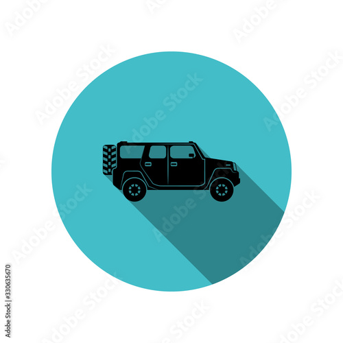 Off-road car long shadow icon. Simple glyph, flat vector of transport icons for ui and ux, website or mobile application