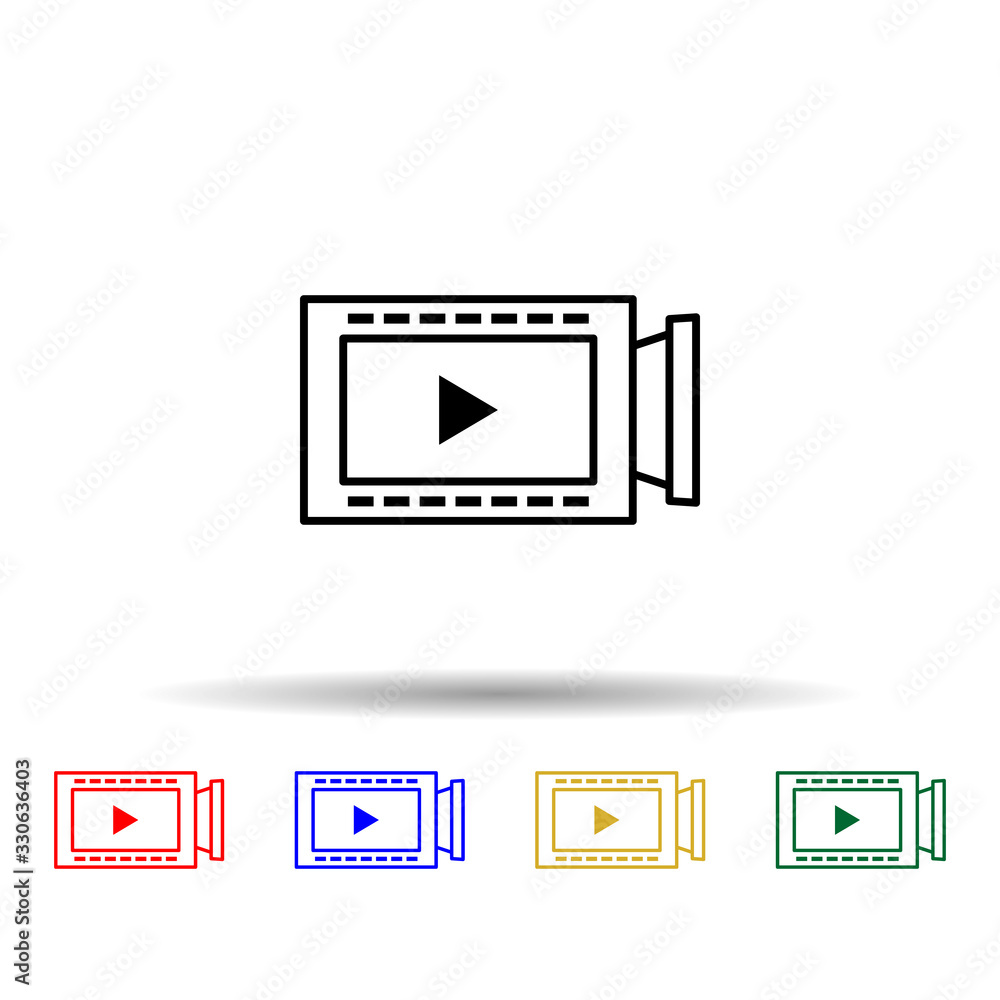 Video multi color icon. Simple thin line, outline vector of online and web icons for ui and ux, website or mobile application