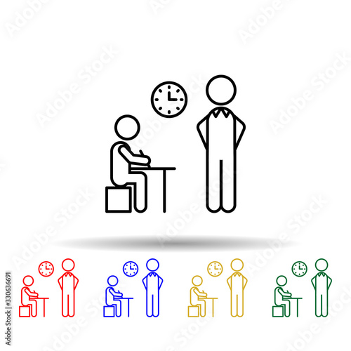 Home schooling, taking examination multi color icon. Simple thin line, outline vector of home schooling icons for ui and ux, website or mobile application